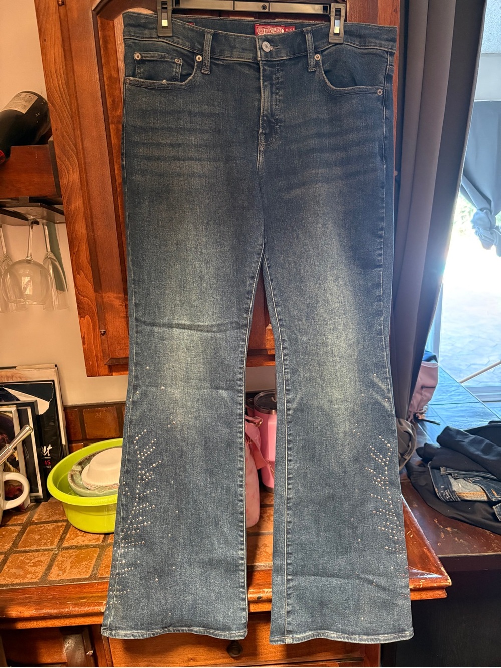 Lucky Brand Dark Wash Rhinestone Embellished Bootcut Jeans